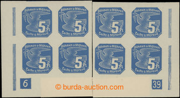201834 - 1939 Pof.NV2, Novinové (I.) 5h modrá, pravý a levý doln