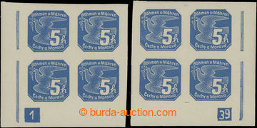 201836 - 1939 Pof.NV2, Novinové I. vydání 5h modrá, pravý a lev