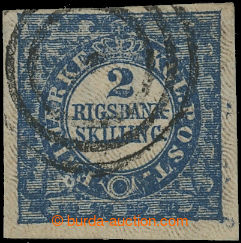 201870 - 1851 Mi.2II, Znak 2RBS modrá, knihtisk; pěkný kus s koda