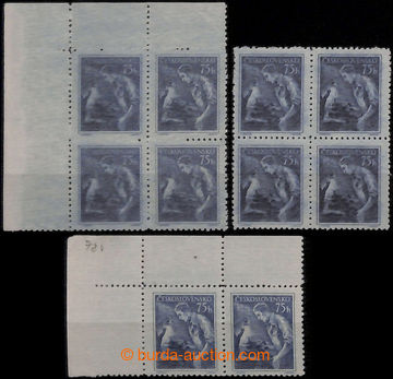 202128 - 1954 Pof.780VV, Profession 75h grey-blue, comp. 2 pcs of blo
