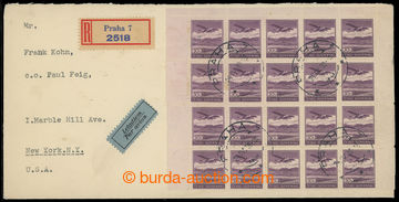 202146 - 1939 PRAGUE - NEW YORK  Reg and airmail letter franked with.