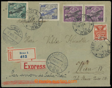 202165 - 1924 BRNO - PRAGUE - VÍDEŇ, Reg, express and airmail lette