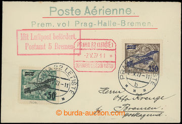 202203 - 1927 first flight PRAGUE - BRÉMY  airmail letter to Germany