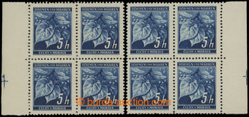 202274 - 1939 Pof.20 RK, Linden Leaves 5h, two blocks of four, 1x wit