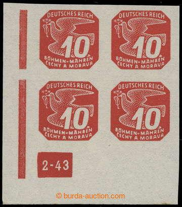 202295 - 1943 Pof.NV14, Newspaper stamps issue II 10h red, LL corner 