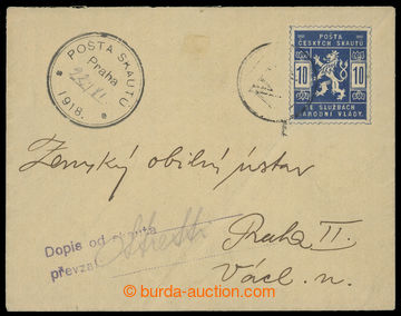 202313 - 1918 letter sent to Country obilní institution, franked wit