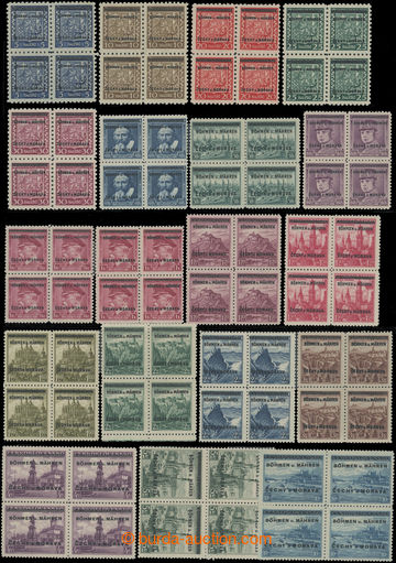 202459 - 1939 Pof.1-19, Přetisková emise, kompletní série ve 4-bl
