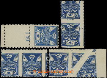202476 -  Pof.143A production flaw, 5h blue with lower margin and dou