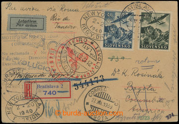 202490 - 1939 R+Let-lístek do Kolumbie I. letem L.A.T. I., vyfr. zn.