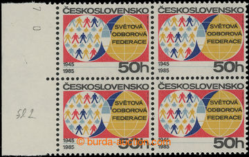 202631 - 1985 Pof.2706yb, Světová odborová federace 50h, 4-blok s 