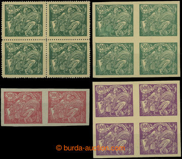 202654 -  PLATE PROOF  500h green, 2x block of four on yellow paper, 