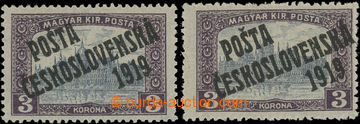 202655 -  Pof.116, 3 Koruna violet / grey, 2 pcs of, types I + II ove
