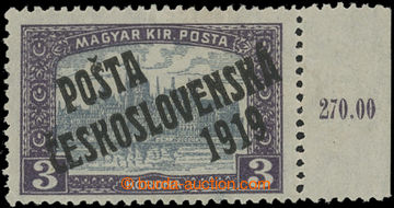 202703 -  Pof.116, 3 Koruna violet / grey with R margin with control-