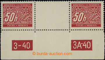 202728 - 1939 Pof.DL6, value 50h, 2-stamps. detached gutter with plat