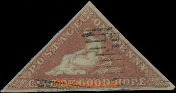 202749 - 1853 SG.1, Alegorie 1P pale brick-red, tmavě modrý papír,