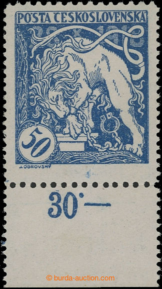 202802 -  Pof.29B, 50h blue with lower margin with control-numbers, l