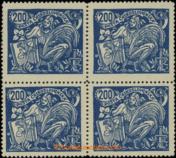 202859 -  Pof.174A, 200h blue, type III., block of four with line per