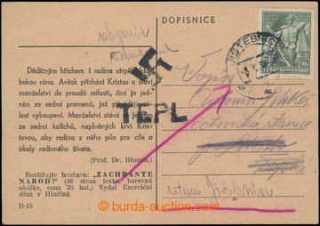 202865 - 1938 lístek zaslaný v době záboru na vojína četnické 