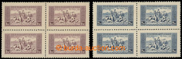 202945 - 1934 Pof.283B-284A, Anthem-issue 1CZK and 2CZK, blocks of fo