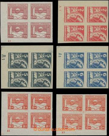 203037 -  Pof.353-359, Košice-issue, selection of bloks of four with