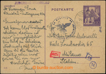 203049 - 1942 STANISLAU GHETTO / PC Generalgouvernement 12Pf to Italy