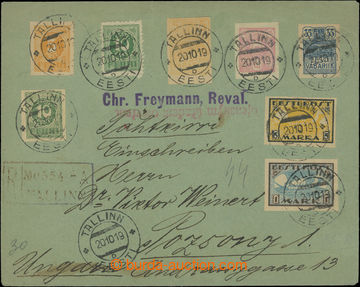 203060 - 1919 Reg letter sent from Talinn to Bratislava, franked with
