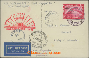 203076 - 1931 POLARFAHRT  postcard Graff Zeppelin to Sweden, transpor