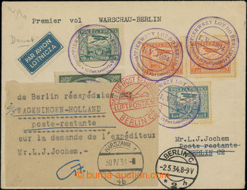 203080 - 1934 1. FLIGHT WARSAW - BERLIN  airmail letter to Berlin to 