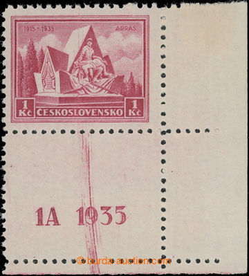 203089 - 1935 Pof.289K VV, Arras 1Kč červená, pravý dolní rohov