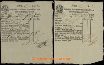 203124 - 1798 AUSTRIA-HUNGARY  2 pcs of tax bollettes with fee after/