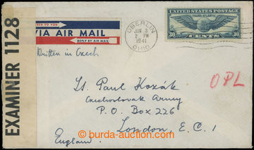 203150 - 1941 AVIATION airmail letter from USA to England sent to Pau