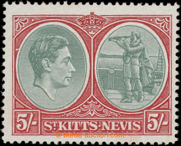 203175 - 1943 SG.77ae, George VI. 5Sh grey-gree / red, chalky paper w