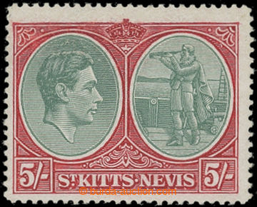 203178 - 1943 SG.77ac, George VI. 5Sh grey-green / red, chalky paper 