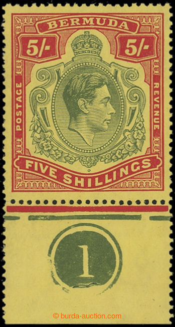 203183 - 1938-153 SG.118bd, Jiří VI. 5Sh zelená / červená s doln