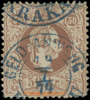 203208 - 1867 Ferch.41Ib, FJ I. 50kr rötlichbraun s modrým raz. GEL