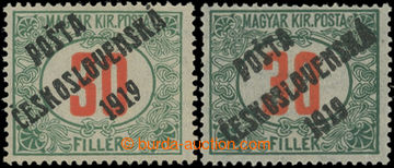 203247 -  Pof.139, Red numerals 30f, 2 pcs of, II. and IV. type; hing