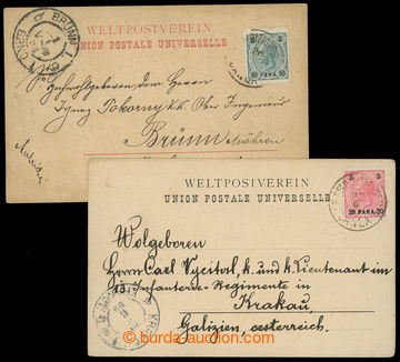 203438 - 1898-1899 KRÉTA / 2 pohlednice vyfr. zn. pro Levantu Mi.21,