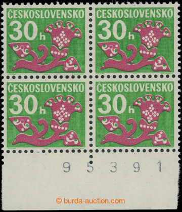 203470 - 1971 D94xb, Květy 30h, krajový 4-blok na papíru -oz-; sv