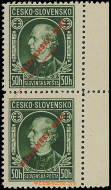 203471 - 1939 Sy.23A, Hlinka 50h with overprint, line perforation 12&