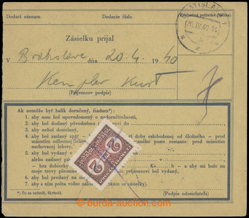 203477 - 1940 parcel card with printed revenue 50h, uprated. stamp. H