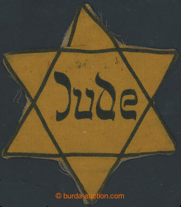 203487 - 1939 JEWISH BADGE  yellow textile with black printing Jude
