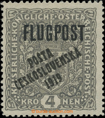 203618 -  Pof.54, Air with overprint FLUGPOST 4 Koruna grey / black, 