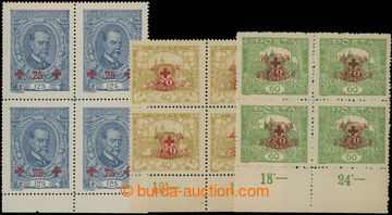 203658 -  Pof.170-172, complete set in/at marginal blocks of four, at