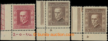 203724 - 1925 Pof.197 III, 198 III, 3x corner piece with plate mark, 