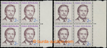 203802 - 1993 Pof.3, Havel 2CZK, two marginal block-of-4, name state 