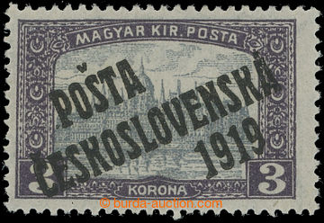 204002 -  Pof.116, Parliament 3 Koruna violet / grey, overprint type 