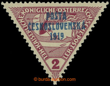 204102 - 1916 Pof.55, Triangle 2h brown-red, overprint type III.; min
