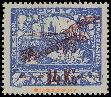 204106 -  Pof.L1, I. provisional air mail stmp. 14Kč/200h blue, comb