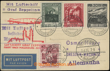 204167 - 1931 zeppelinová karta přepravená letem LZ 127 FAHRT NACH