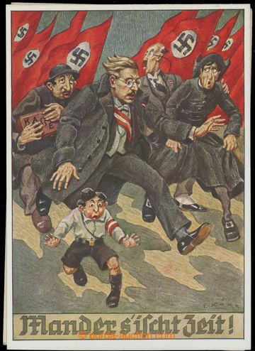 204181 - 1938 anti-Semitic postcard Wander s'ischt Zeit! and propagan